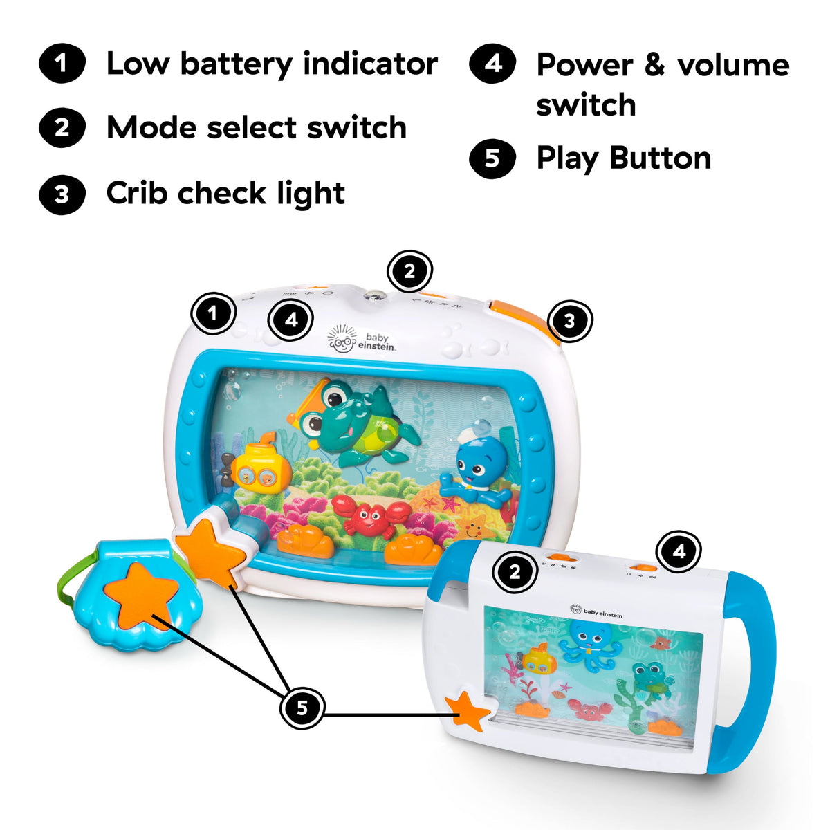 Baby Einstein Sea Dreams Soother Musical Crib Toy and Sound Machine, Pink, Newborn and up