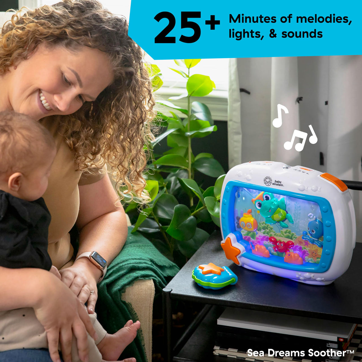Baby Einstein Sea Dreams Soother Musical Crib Toy and Sound Machine, Pink, Newborn and up