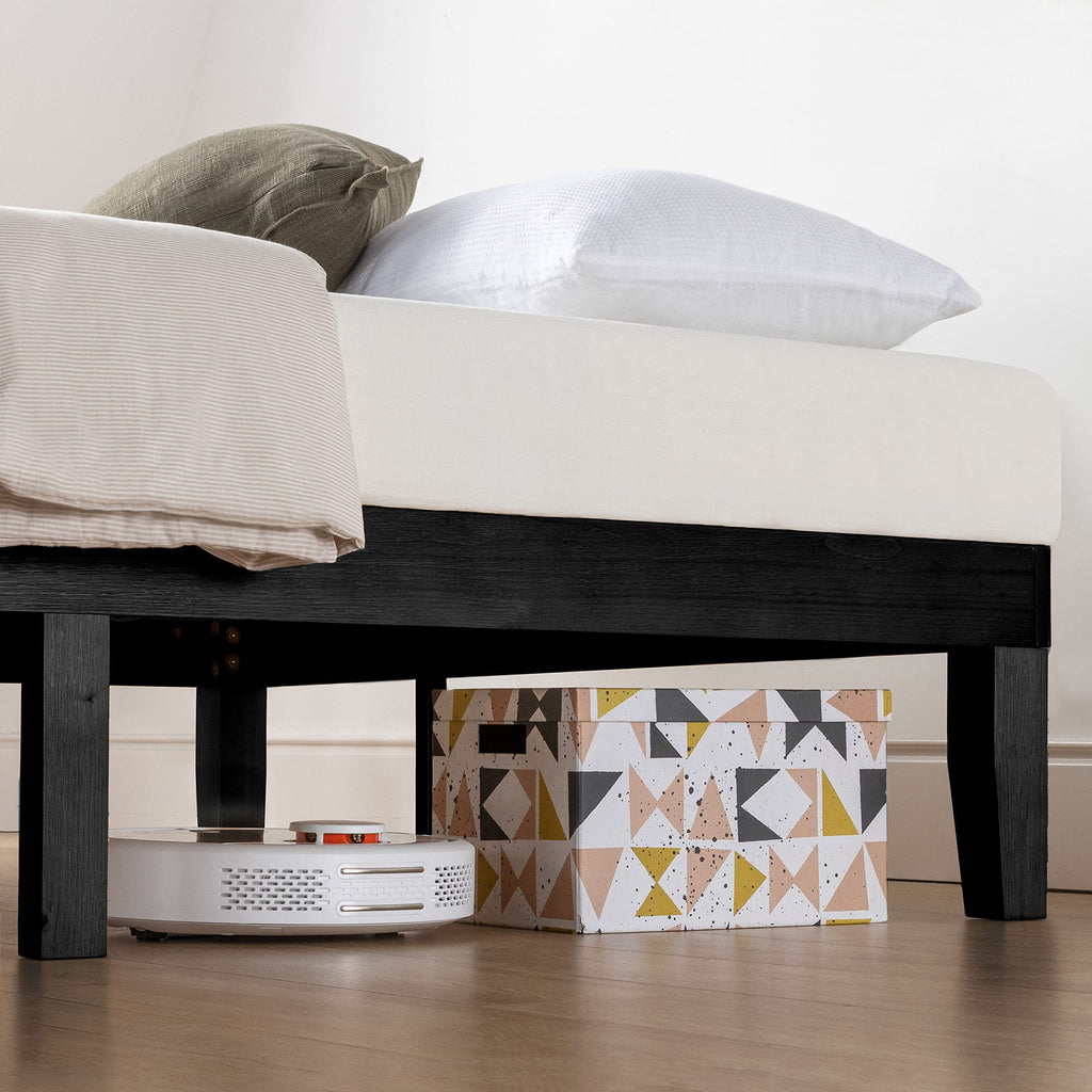 Mellow Naturalista Classic - 12 Inch Solid Wood Platform Bed with Wooden Slats, No Box Spring Needed, Easy Assembly, Queen, Pine