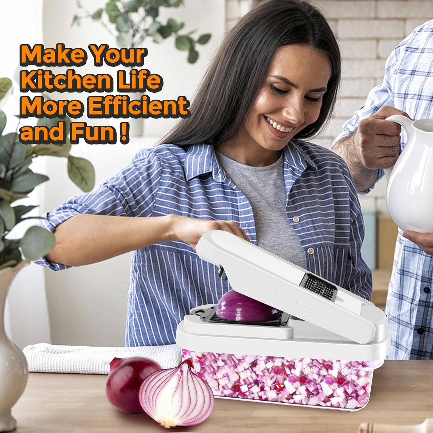 ChefsKit: 12-in-1 Vegetable Chopper with 7 Stainless Steel Blades - Multifunctional Food Chopper for Dicing/Slicing