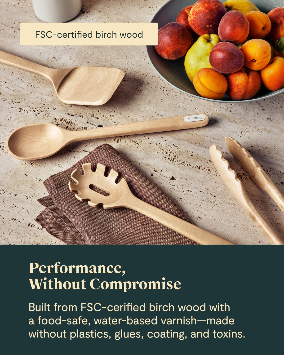 Caraway 5-Piece Wooden Utensil Set, Cooking Utensil Set