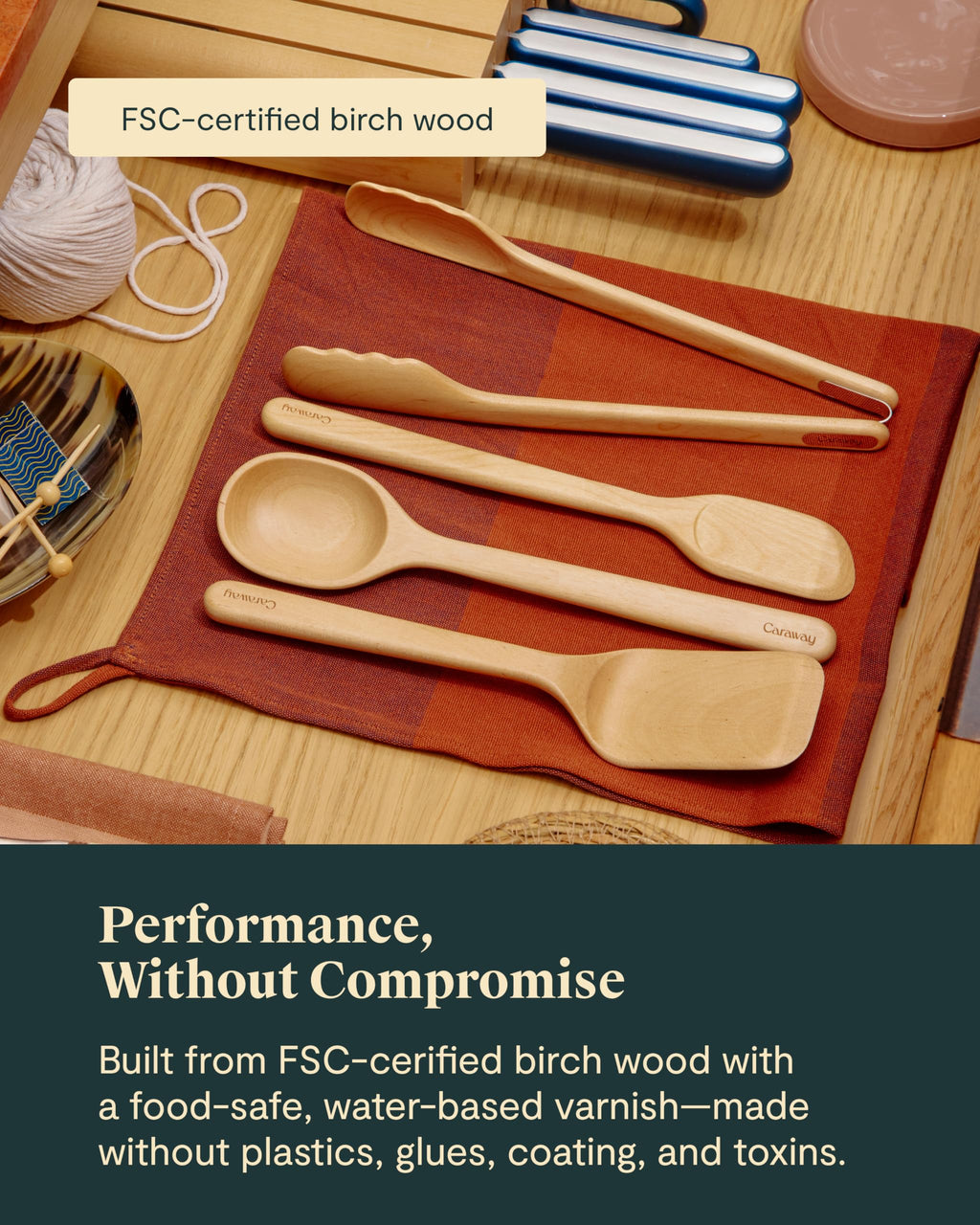 Caraway 5-Piece Wooden Utensil Set, Cooking Utensil Set