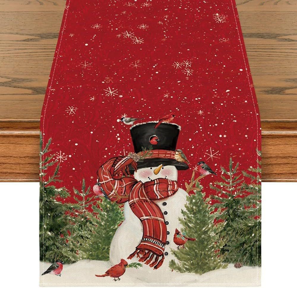 Adorable Christmas Snowman Table Runner