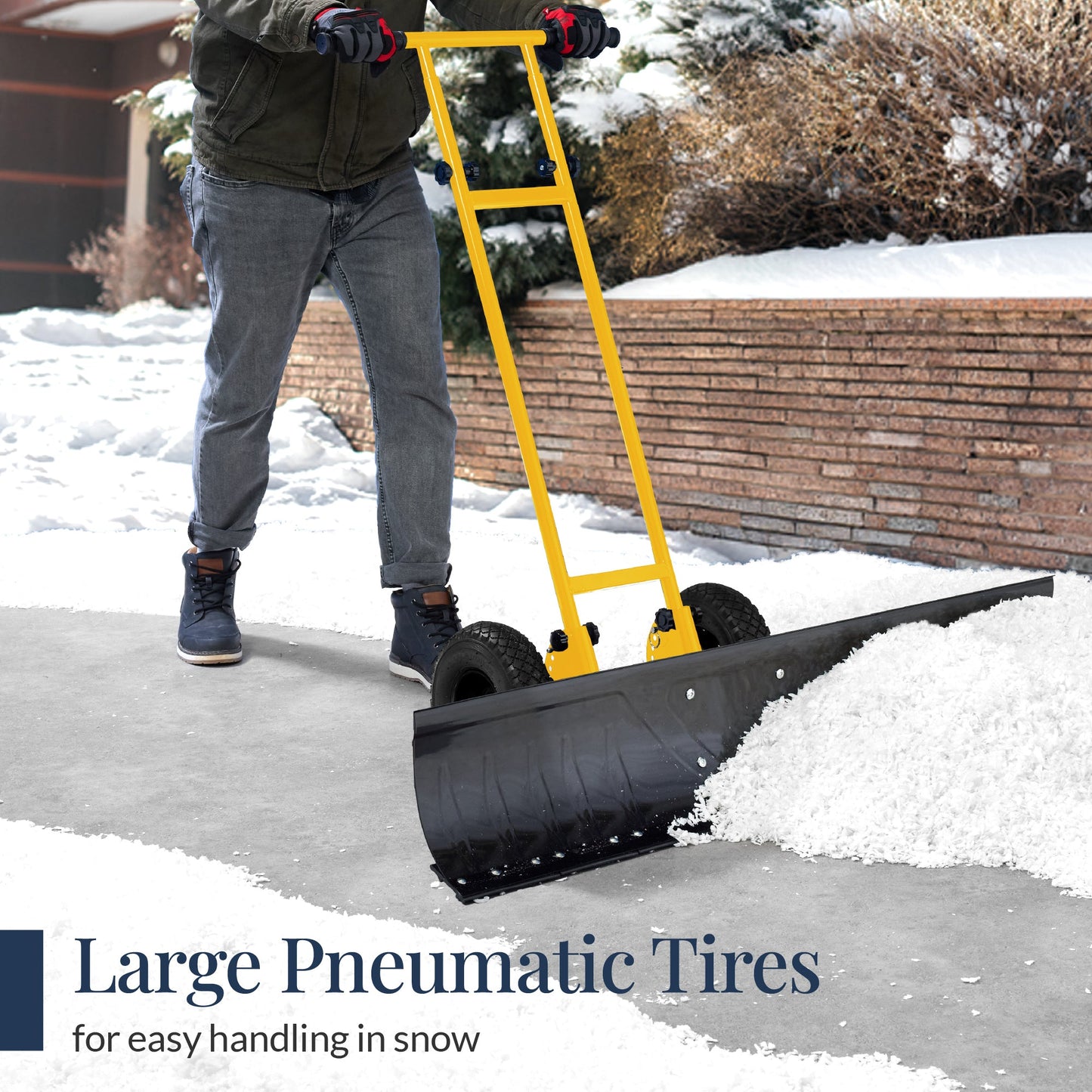 2-Wheel Snow Pusher w/ Adjustable Handle, Reflective Tape - 48in