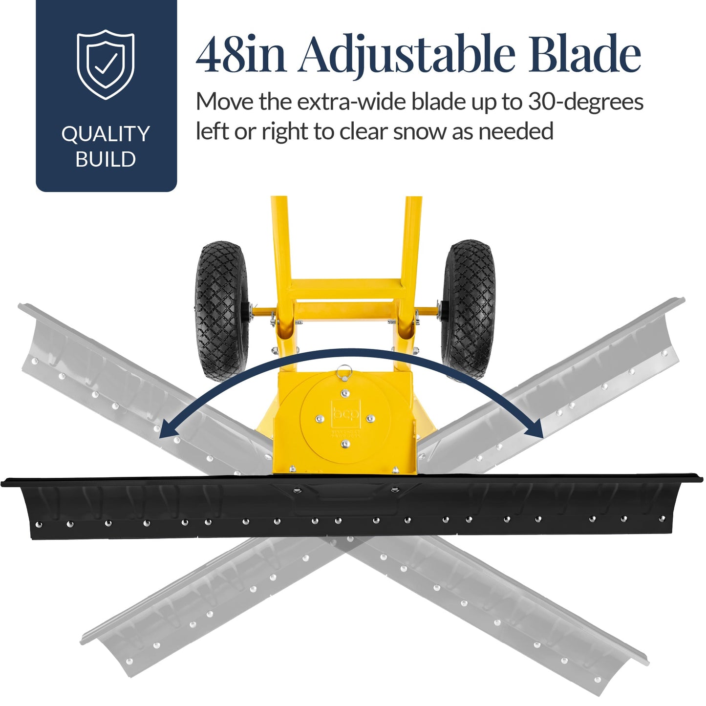 2-Wheel Snow Pusher w/ Adjustable Handle, Reflective Tape - 48in