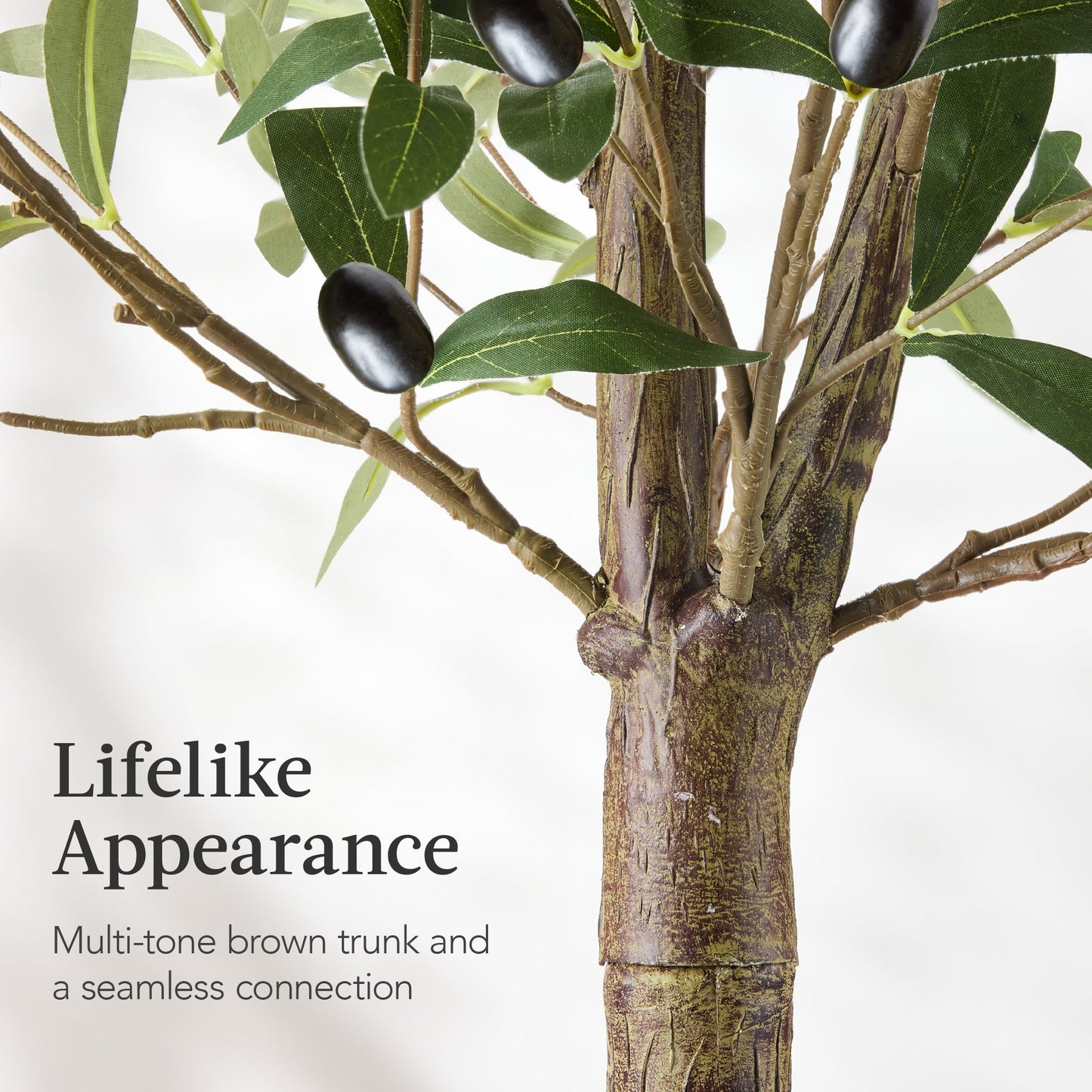 Artificial Olive Tree, Lifelike Faux Tree w/ White Pot, Decorative Olives