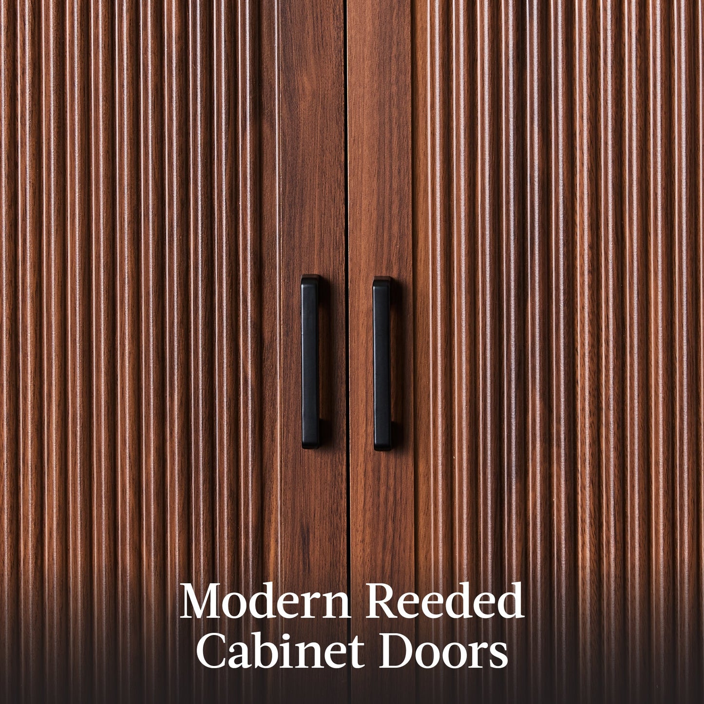 Arched 5-Tier Storage Cabinet w/ Reeded Doors, Adjustable Shelves - 72in