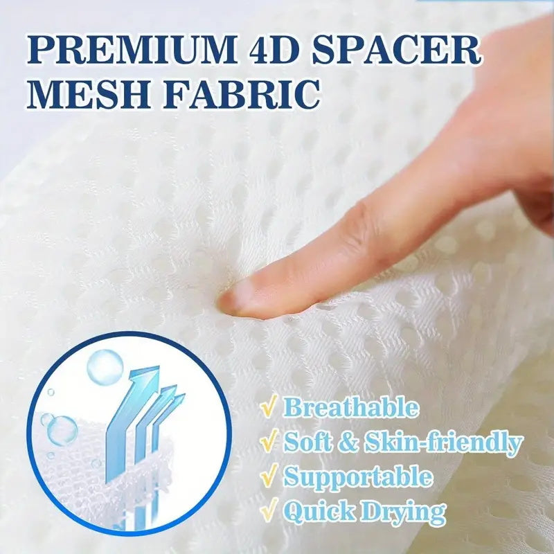 Bath Pillow — Luxury 4D Air-Mesh, Neck & Back Support, Non-Slip Suction Cups
