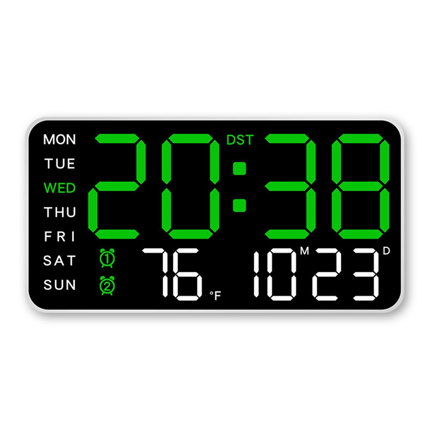 LED Digital Wall Clock with Temperature, Date, and Week Display – Voice Control & Auto Brightness