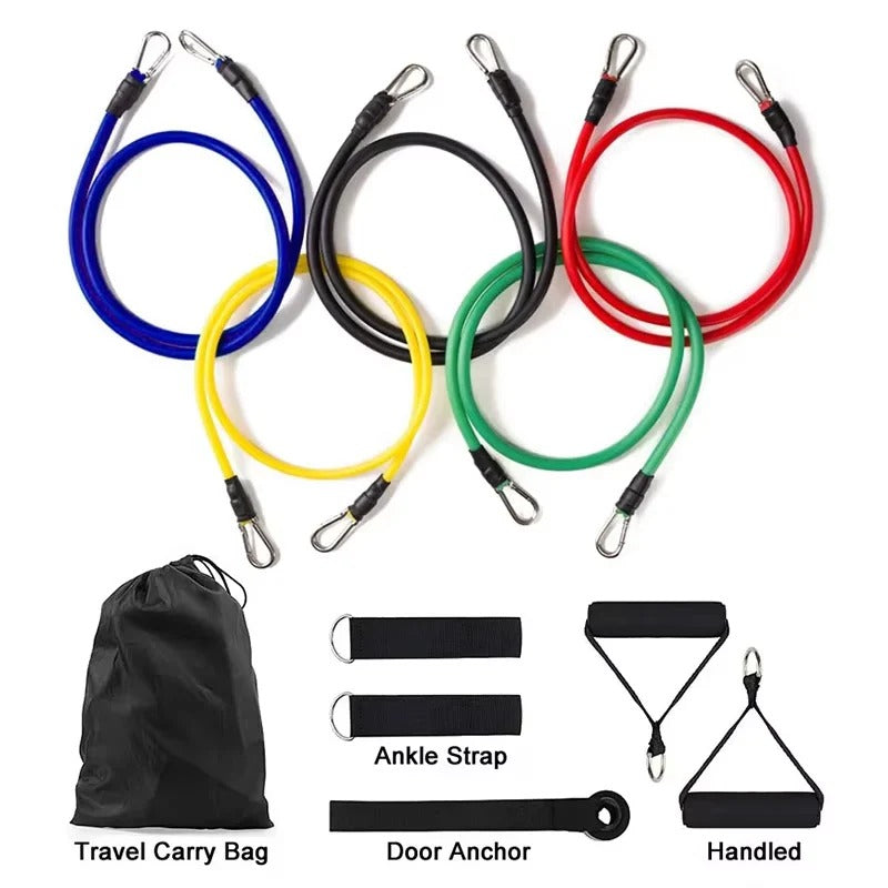 Resistance Band Set with Ankle Straps, Handles, and Carry Bag