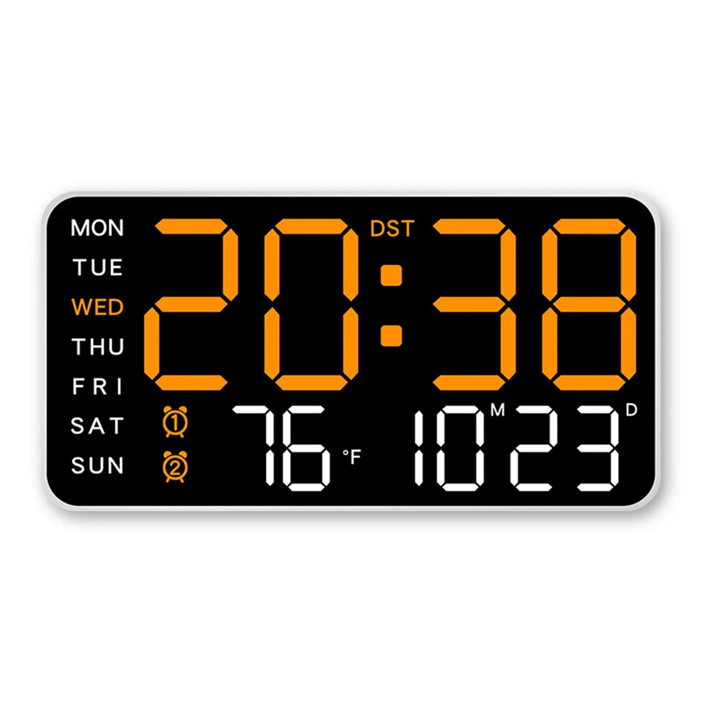 LED Digital Wall Clock with Temperature, Date, and Week Display – Voice Control & Auto Brightness