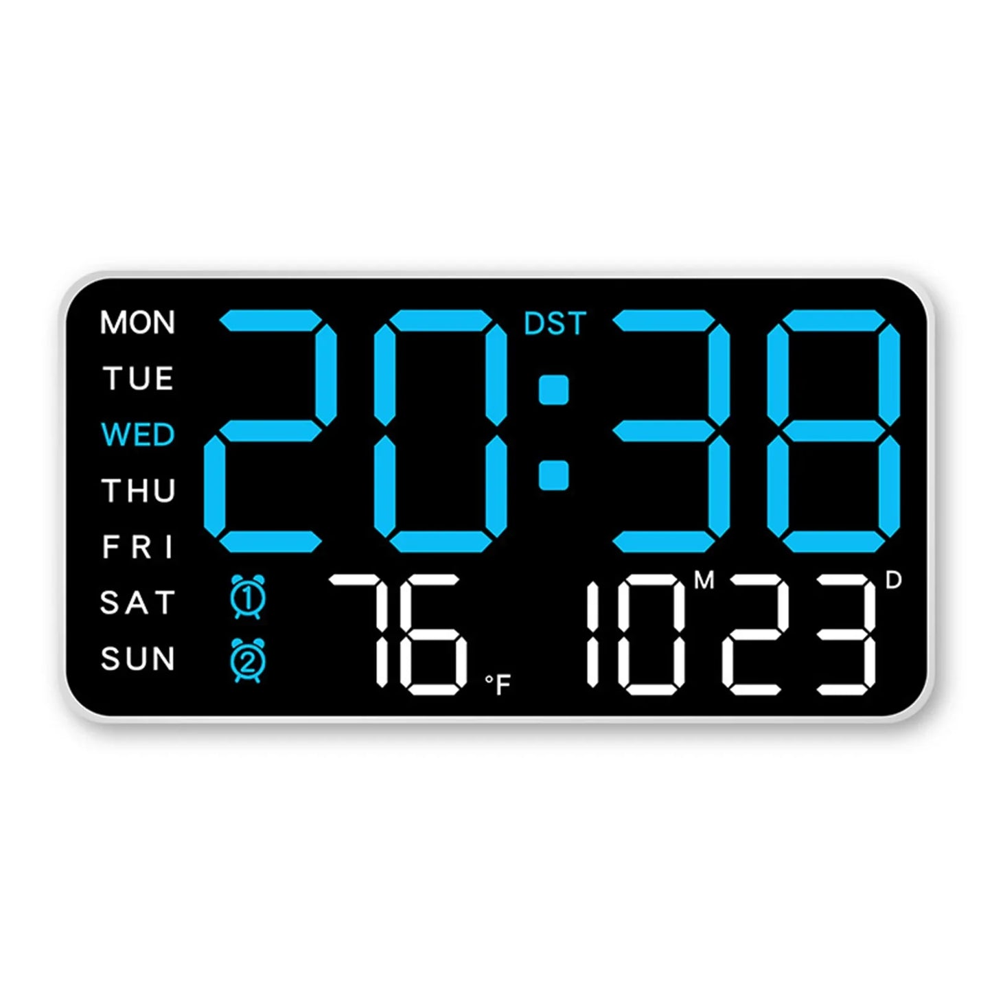 LED Digital Wall Clock with Temperature, Date, and Week Display – Voice Control & Auto Brightness
