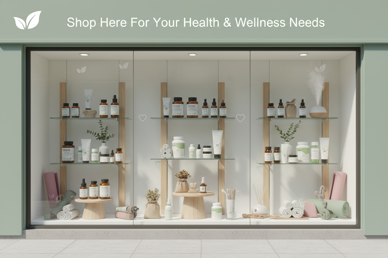 make a banner like banner show this is Health & Wellness care shop