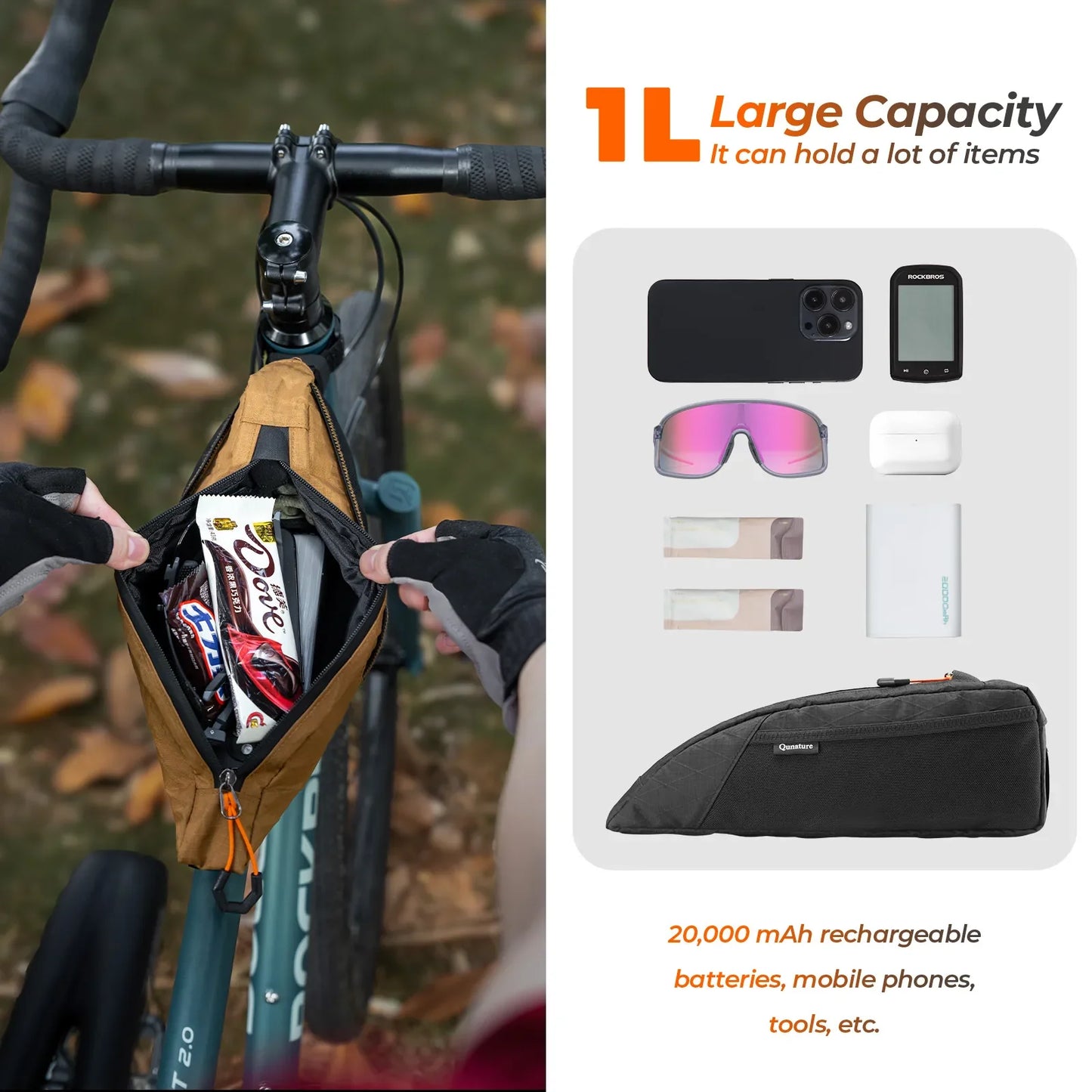 Cycling Top Tube Bag Water-repellent Front Frame Pouch for Bike Storage